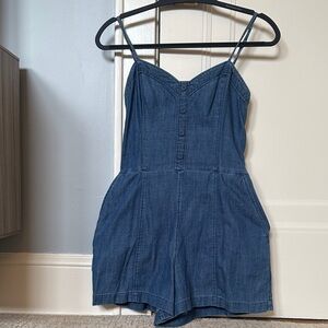 Abercrombie & Fitch Textured Blue Romper